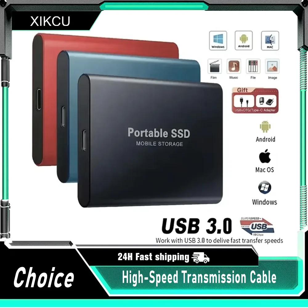 16 ТБ USB 3.0 Тип C Внешний твердотельный накопитель Жесткий диск Высокоскоростной внешний жесткий диск Портативный SSD для ПК Телефон 16 15