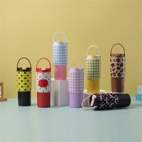800ML Stainless Steel King Cup With Handheld Insulation Or Cooling Vacuum Straw Cups Bow Love Grid Print Insulated Cup