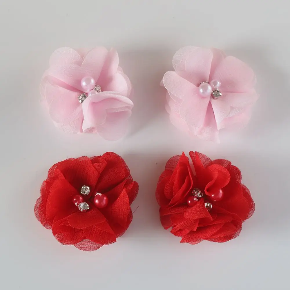 Baby hair solid Chiffon Flower clips Newborn baby Mini Hair Clips Hair Accessories Kids Hair Barrettes girls clips 2pcs/lot