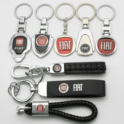 Leather Woven Metal Car Keychain Key Car Key Rings Accessories For Fiat 500 Ducato Panda 500L Punto Musa Stilo Palio Bravo Doblo