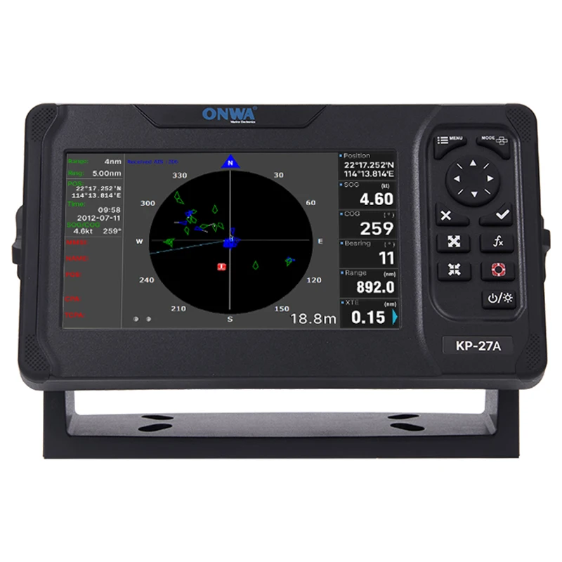 New ONWA KP-27A 7 Inch GPS Chart Plotter Marine Electronics Navigation with AIS Class B+ Transponder