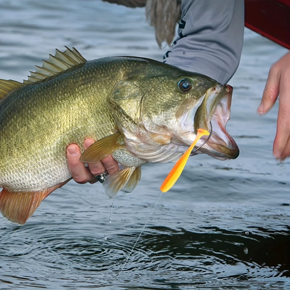 50 teile/schachtel Angeln Locken T Schwanz Spinner Weiche Künstliche Köder Paddel Schwanz Weichen Wurm Karpfen Bass Süßwasser Angelgerät Zubehör – Detail 5