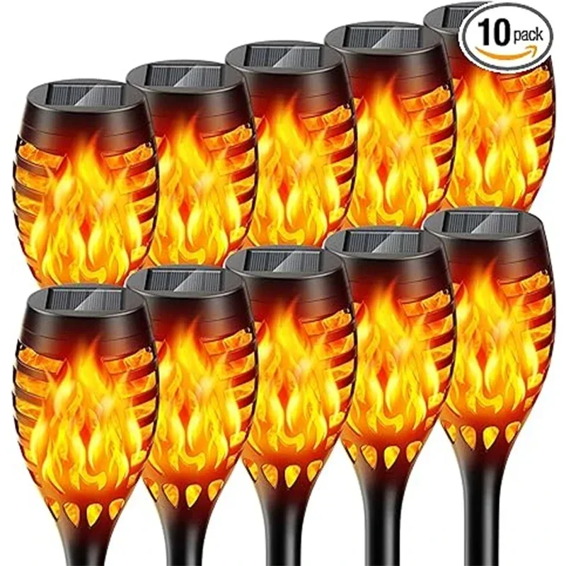 1/2/4/6/8/10pcs Solar Flame Torch Lights Flickering Light Waterproof Garden Decoration Outdoor Lawn Path Yard Patio Floor JJ2469