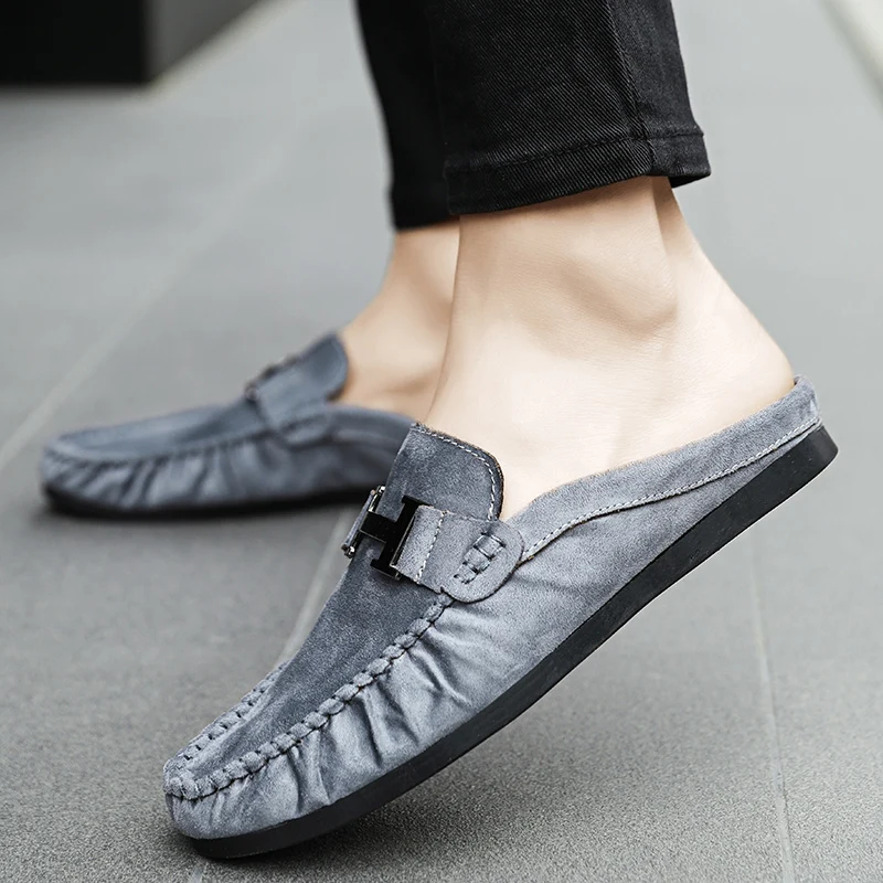 

New Shoes for Man High-quality Leather Slippers with Soft Soles for Outdoor Wear Comfortable Walking Casual Shoes Large Size