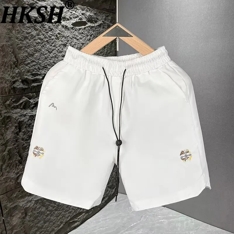 HKSH Men Tide Shorts Summer New Versatile Korean Straight Casual Capris Simple Chic Ins Punk Dark Y2K Fit Elastic Waist HK21511