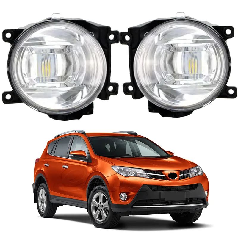 2X Upgrade LED Fog Lights Assembly for Toyota RAV4 XA40 2013 2014 2015 Car PTF Fog Lamp with Clear Lens Daytime Running Light