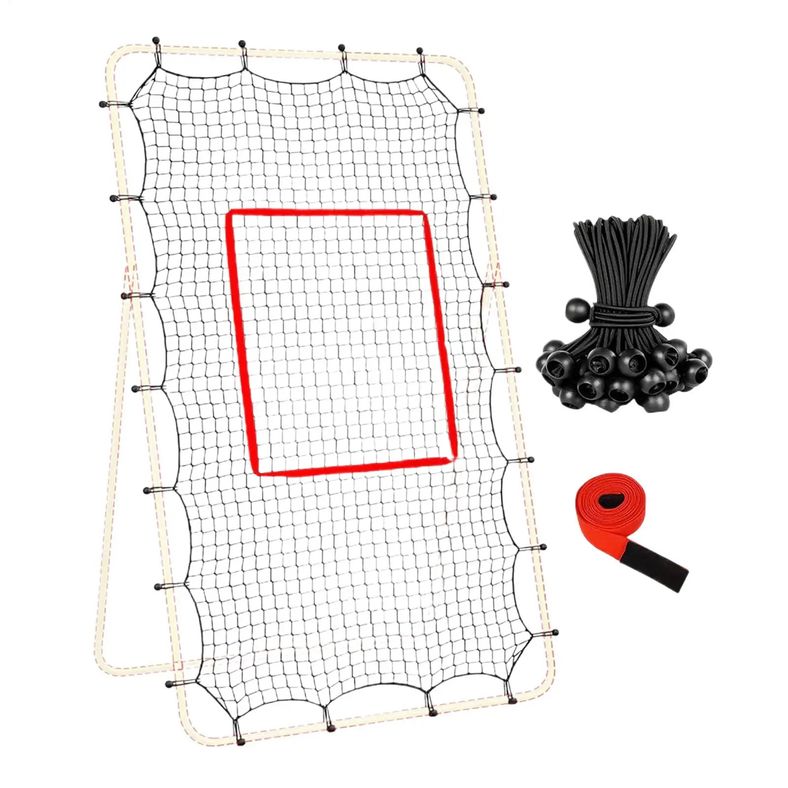 Volleyball Rebounder Adjustable 1.5in Mesh Trainer Fit 74Ft Frame Volleyball Training Net With 28 Elastic Ropes For Baseball