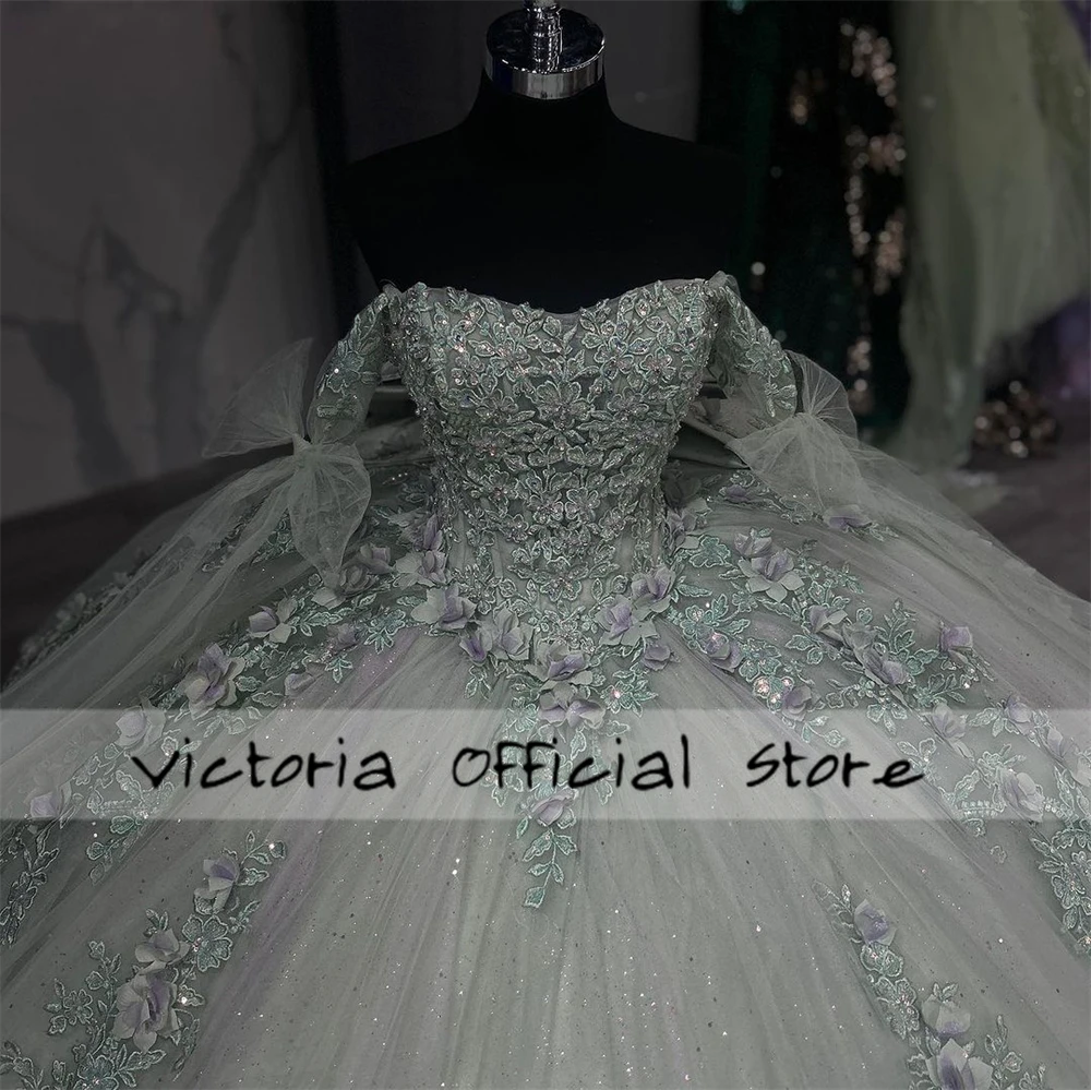 Quinceanera vestido de baile com espartilho, Sweet 16 vestidos, Renda verde sábio, Apliques 15 vestidos, Ocasião formal, Sweet 16, 2024