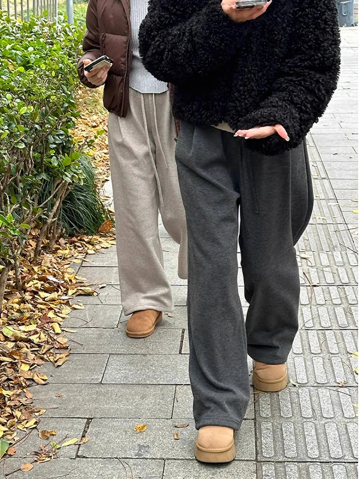 

Cleanfit Men's k ey Fce Lined Straight Leg Pants Autumn Winter Faion Streetwear Loose Fit Drapey Trousers