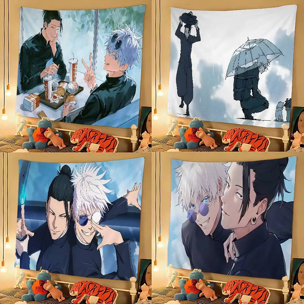 J-Jujutsu K-Kaisen G-Gojo Anime Printed Large Wall Tapestry Cheap Hippie Wall Hanging Bohemian Wall Tapestries Mandala INS Home