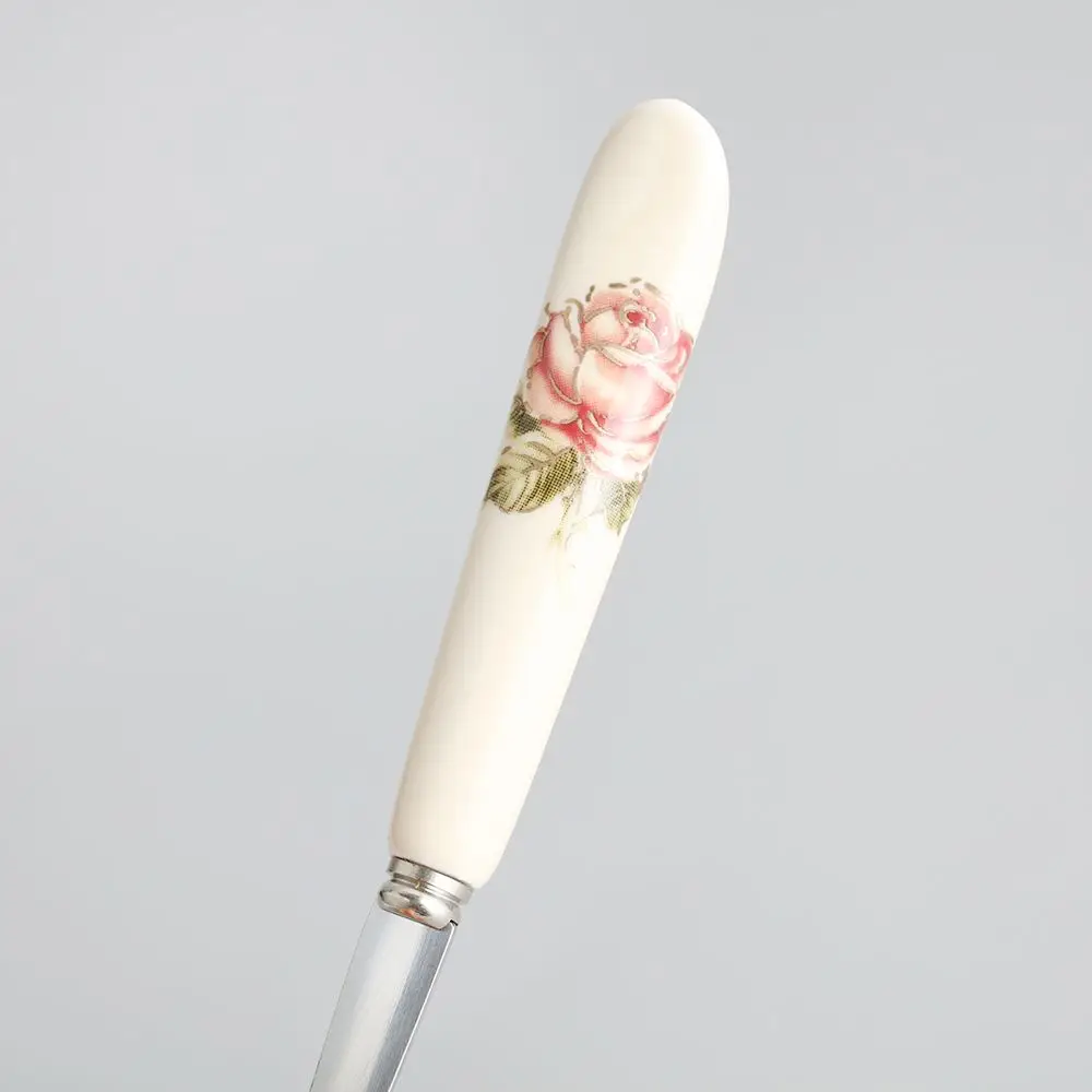 Ice Cream Rose Flowers Ceramics Coffee Spoon Kitchen & Dining Dessert Scoop TeaSpoon