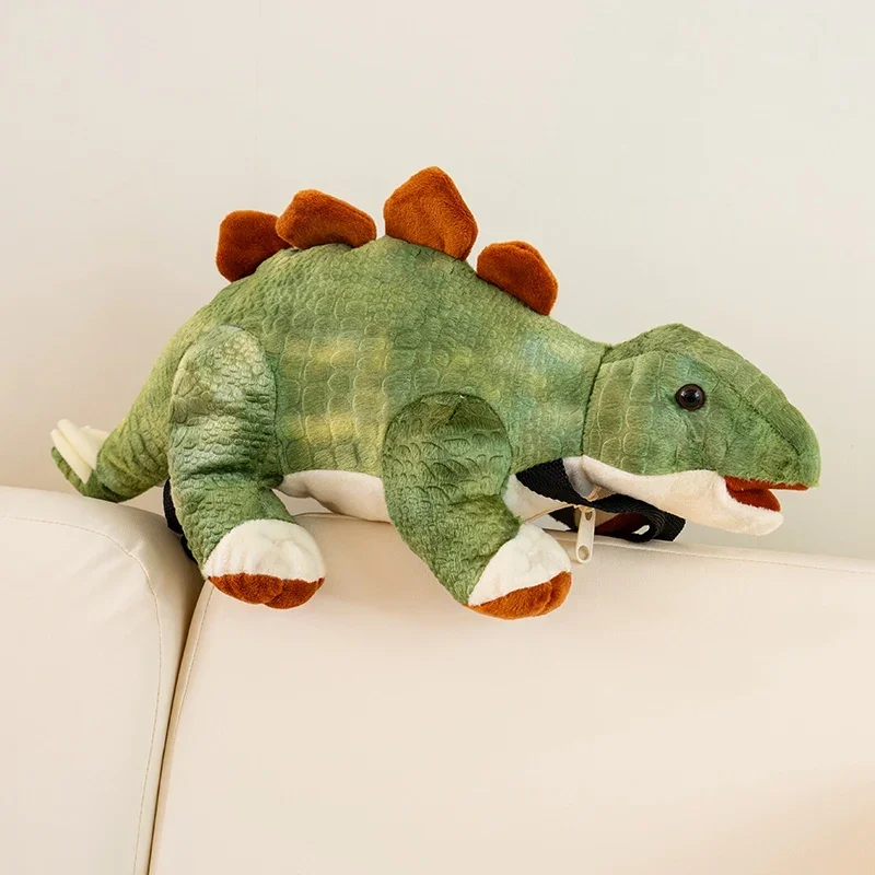 45CM Cartoon Stegosaurus Plush Backpack Stuffed Lifelike Dinosaur Doll Lovely Animal Bag Coin Purse Shoulder Bag