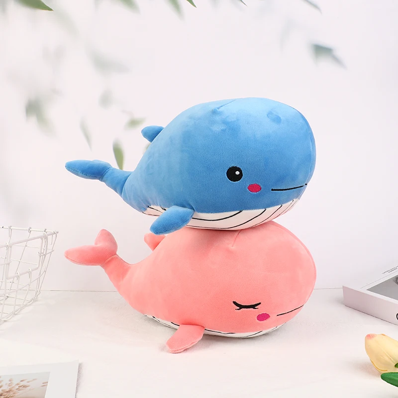 Cartoon Whale Plush Toy, Dolphin Doll Recheado Macio, Almofada Travesseiro, Decoração de Casa, Kid Gift, 35cm