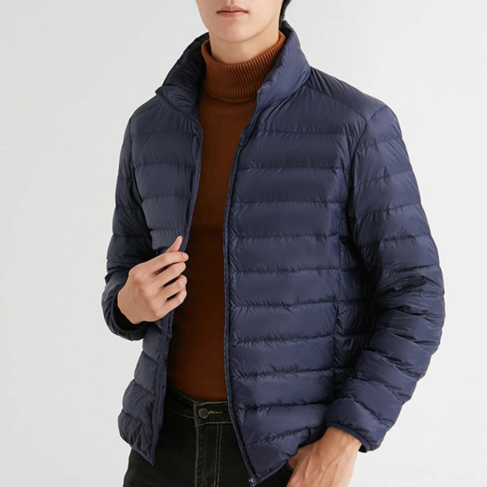 معطف رجالي مقاس كبير خفيف الوزن بياقة واقفة من القطن ملابس خارجية للاستخدام اليومي في الهواء الطلق والحفلات