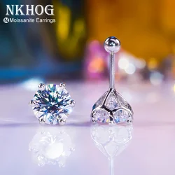 NKHOG Real 2 Carat 8mm Moissanite Stud Earrings For Women Screw Thread Ear Studs 925 Sterling Silver Jewelry Pass Diamond Test