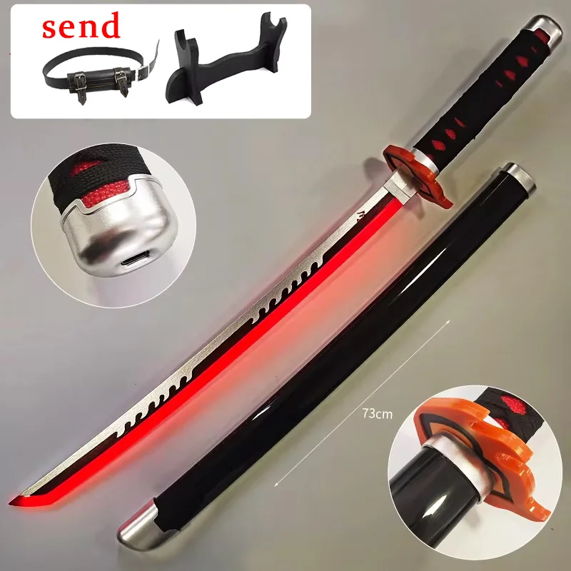 73cm/103cm Anime Demon Slayer Lightsaber Wooden Sword Cosplay Kamado Tanjirou Katana Prop Agatsuma Zenitsu Swords Toys Boys Gift