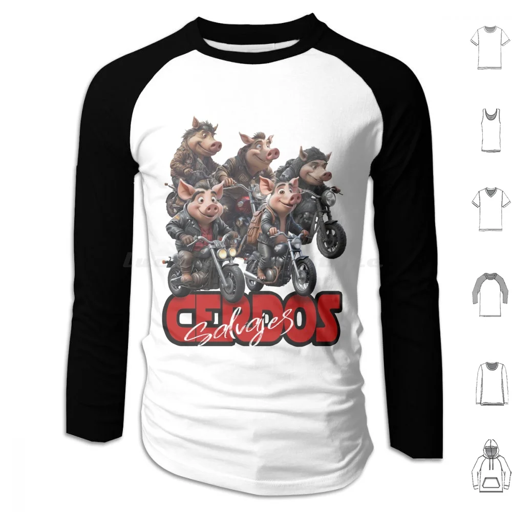 Wild Pigs Hoodie Cotton Long Sleeve Pigs Wild Pig Cute Adventure Adventures Travels Weekend