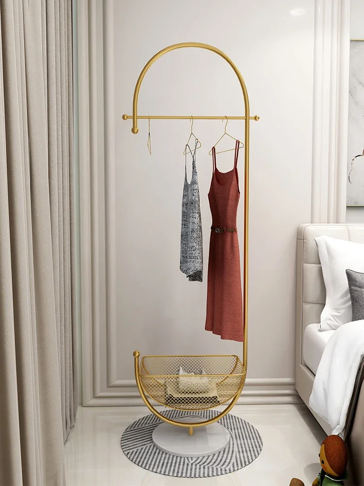 Floor to ceiling clothes rack, bedroom, living room, balcony, vertical clothes rack, light luxury Italian internet famous gold c