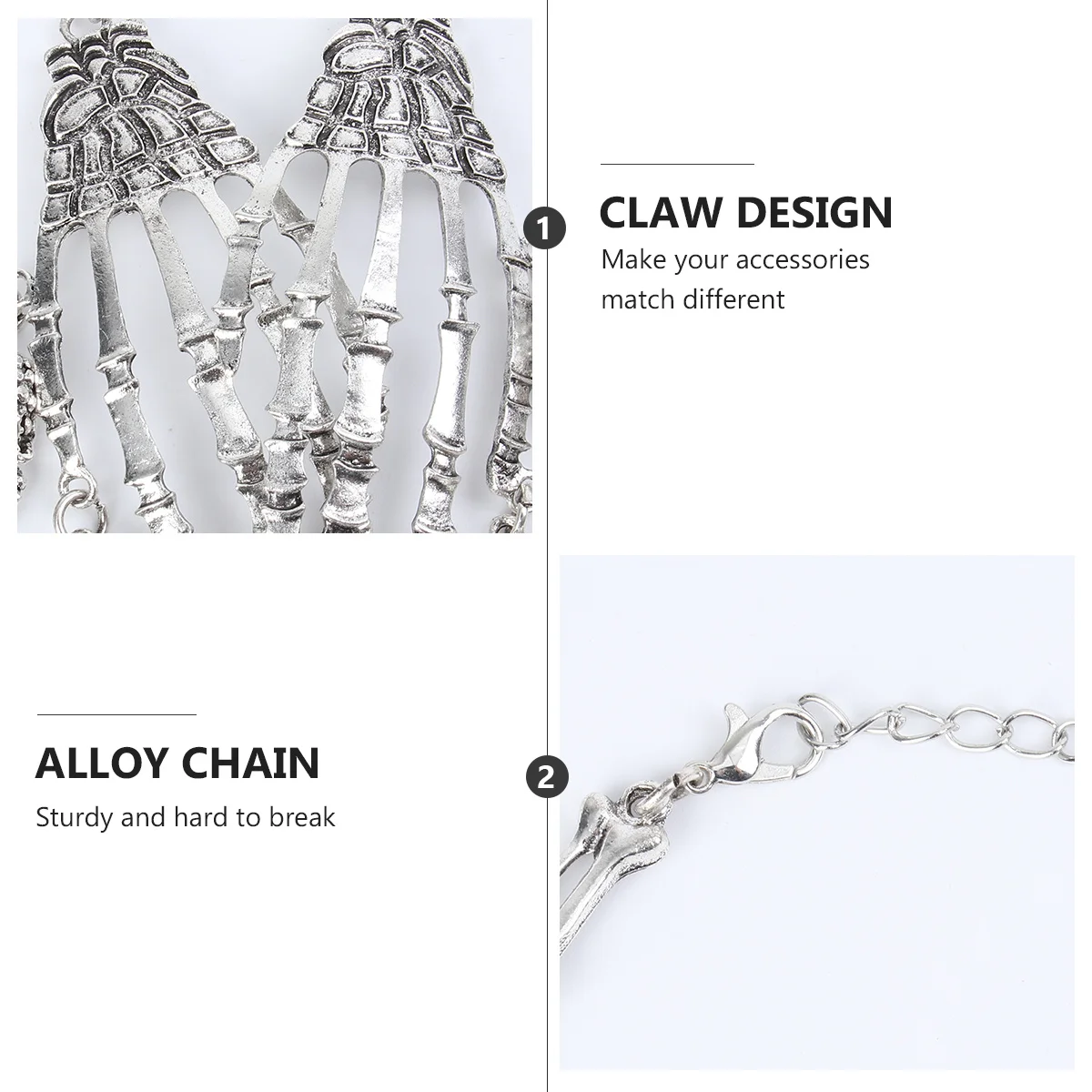 1pc Fashionable Skull Head Necklace High Toughness Multi Layer Exaggerated Halloween Neck Decoration Silver Clavicle Chain For