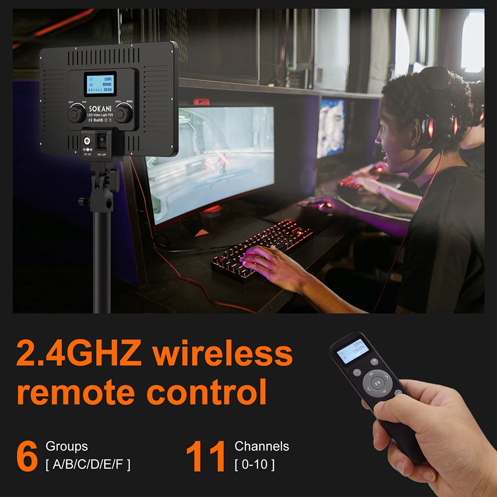【DO BRASIL】Sokani P25 LED ملء الضوء لوحة الاستوديو المهنية الفيديو الضوئي للرياضة الإلكترونية تسجيل المباشر مقاطع الفيديو المكالمات الاجتماعات مصباح