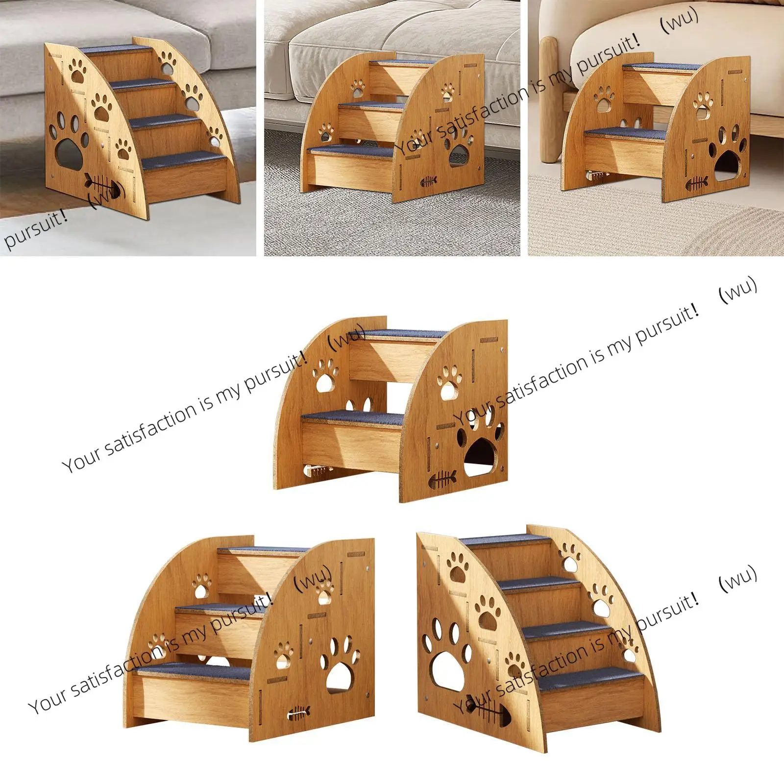 Wooden Pet Stairs Non Slip Pet Supplies Soft Dog Climbing Ladder for Small Pets Small Dogs Cats Small and Older Animals Home