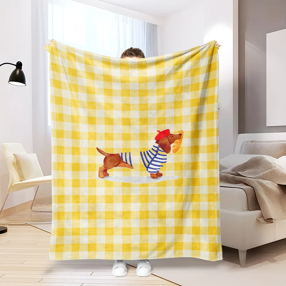 Sausage dog  Flannel Blanket Warm Soft Halloween Christmas Couch Warm Cozy Decorative Decor Gift for All Season
