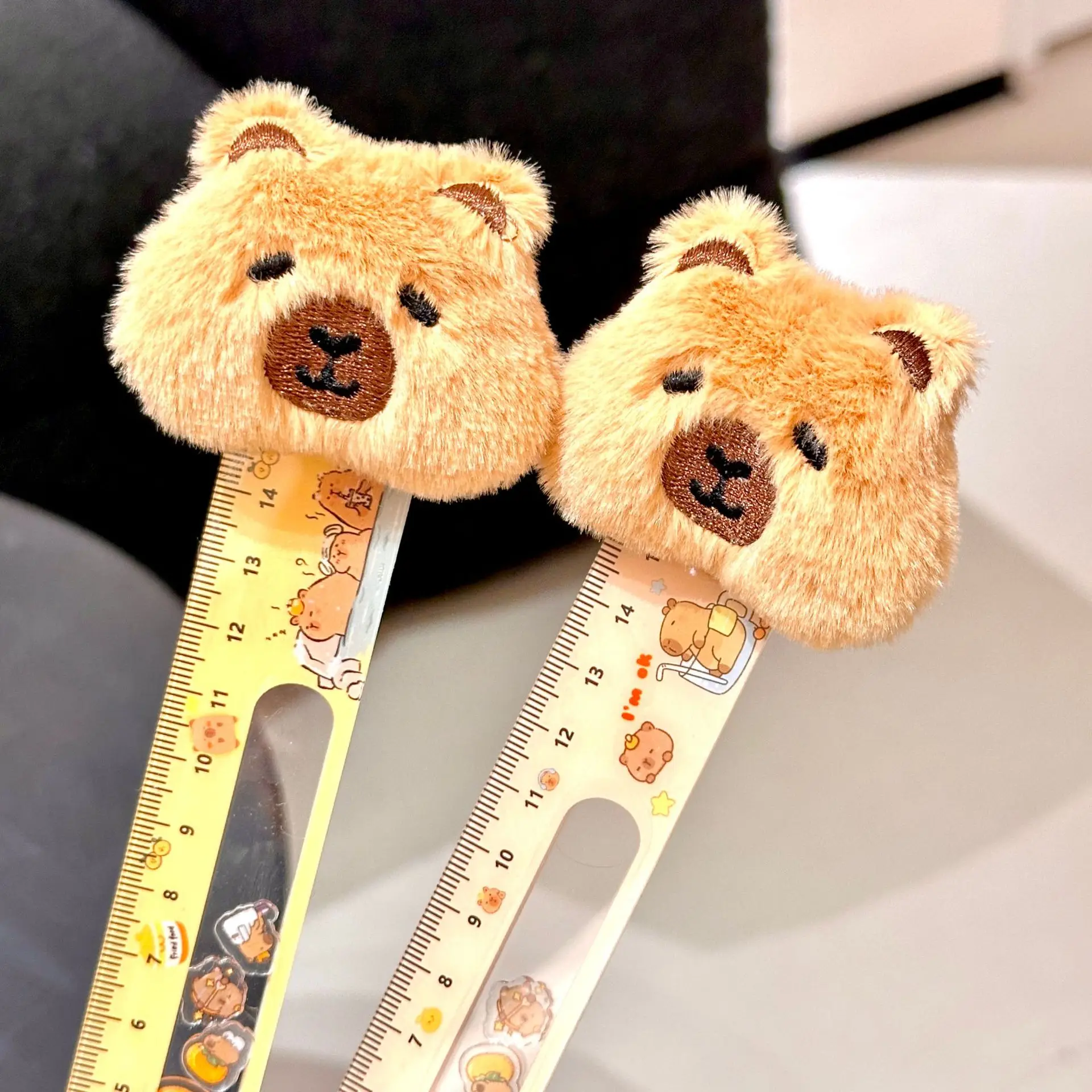 Shake Cartoon Capybara Plush Doll Ruler Cute animal Plastic Straight Rulers stationery Supplies Planner Accessories Student Gift