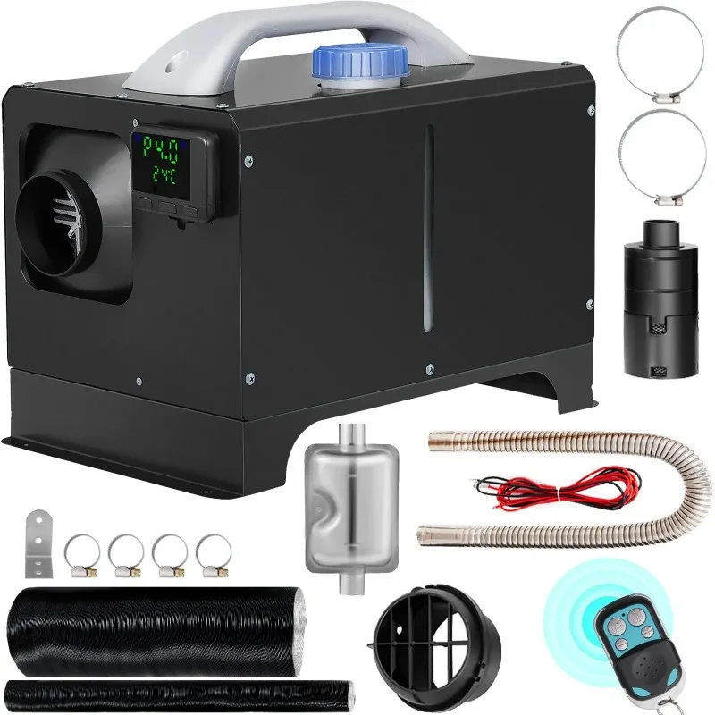 8KW, All in One 12V Truck Heater, Parking Heater with Black LCD, Remote Control Diesel Air Heater for RV Truck, Boat,Car