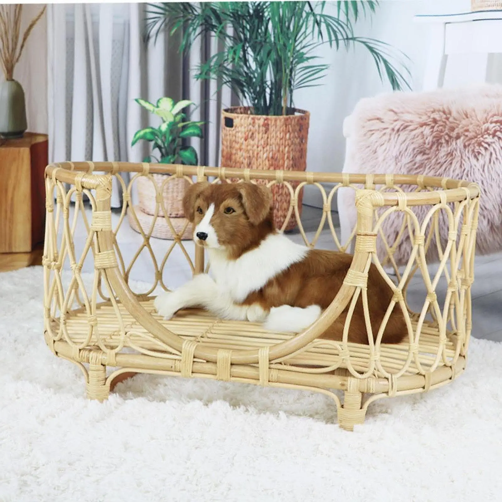 Rattan Pet Bed Accessories Puppy Kennel Comfortable Nest Cat Condo Small Dog House for Chihuahua Poodle Rabbits Pomeranian Bunny