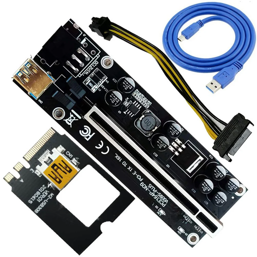 6PCS PCI-E NGFF Slot Riser Card Graphics Card Connector USB3.0 Extension Cable PCI Express Riser 8 Capacitors