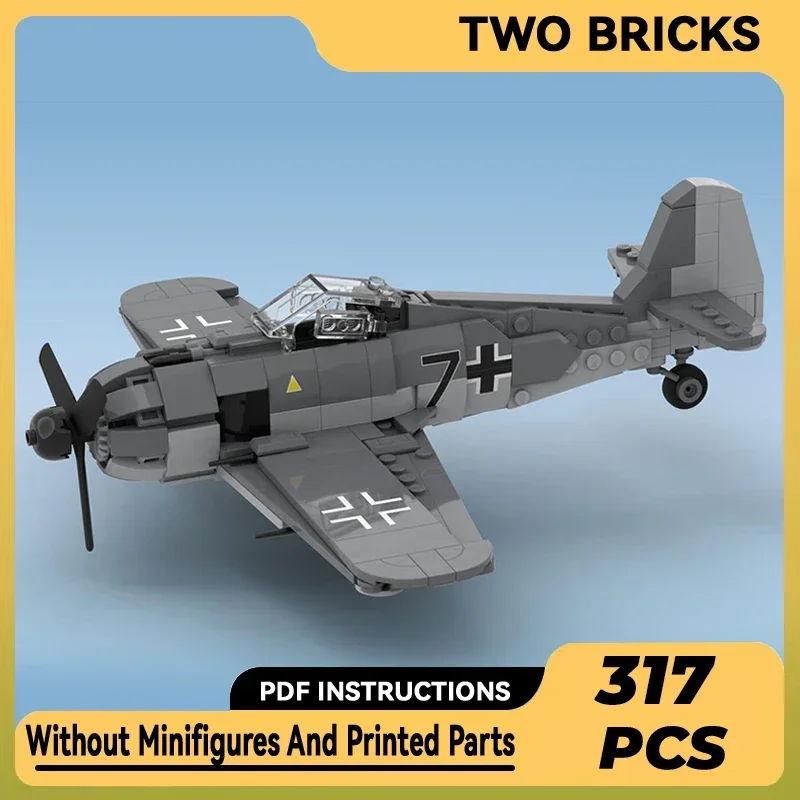 Техническая модель Moc Bricks Fw 190 A-8, немецкий истребитель-бомбардировщик, модульные строительные блоки, подарки, игрушки для детей, наборы «сделай сам», сборка