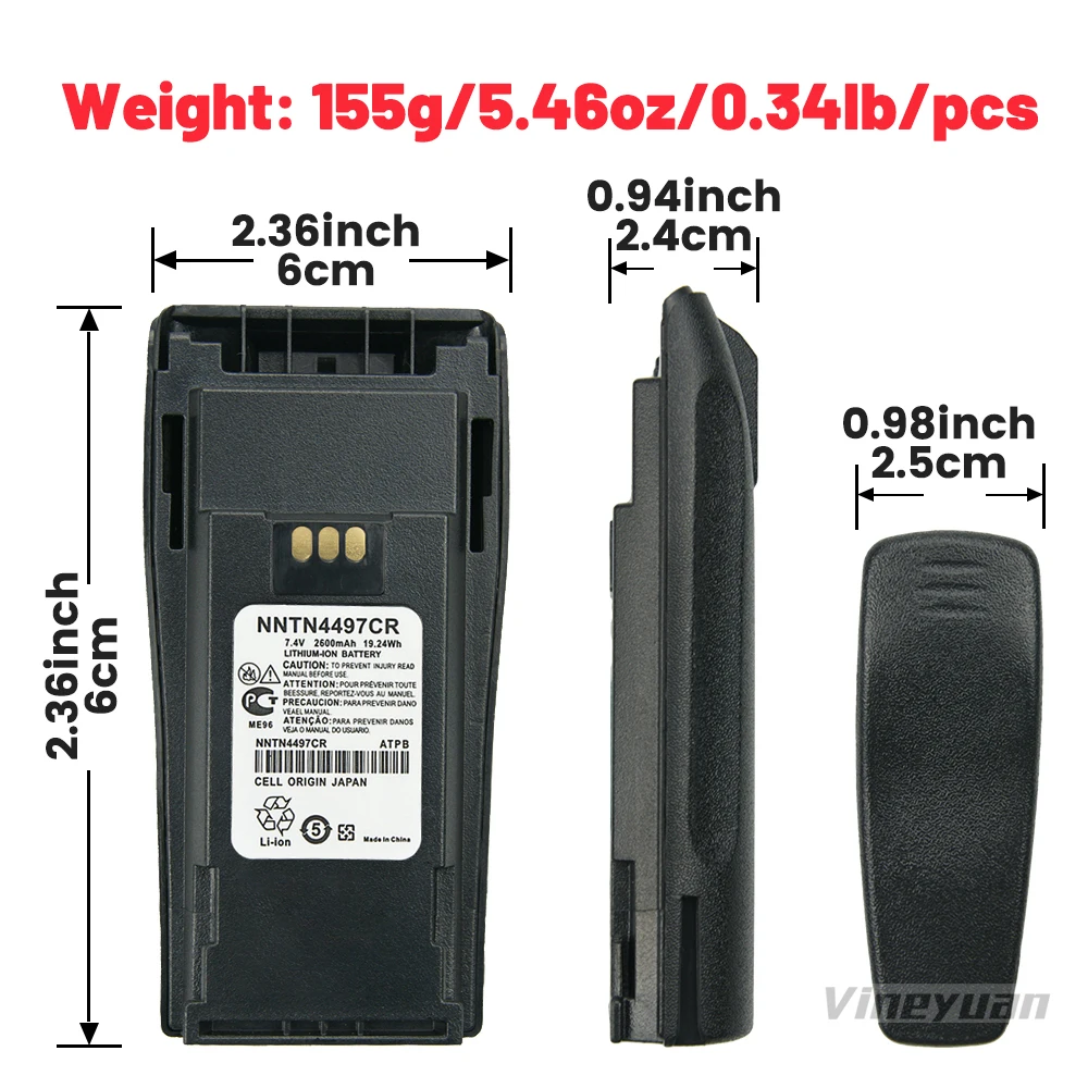 NNTN4497CR 2600mAh Li-ion Battery For Motorola CP200 PR400 EP450 DEP450 CP140 CP160 CP180 CP250 GP3688 GP3188 Radio HighCapacity