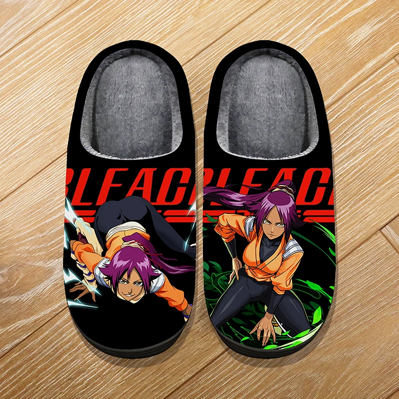 Custom Size Winter Home Warm Cartoon Slippers For Adult Kids Anime BLEACH Shihouin Yoruichi Cosplay Indoor Cute Slippers