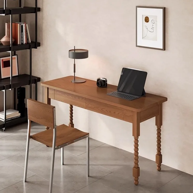 Medieval solid wood desk French retro study, home bedroom dresser writing desk integrated