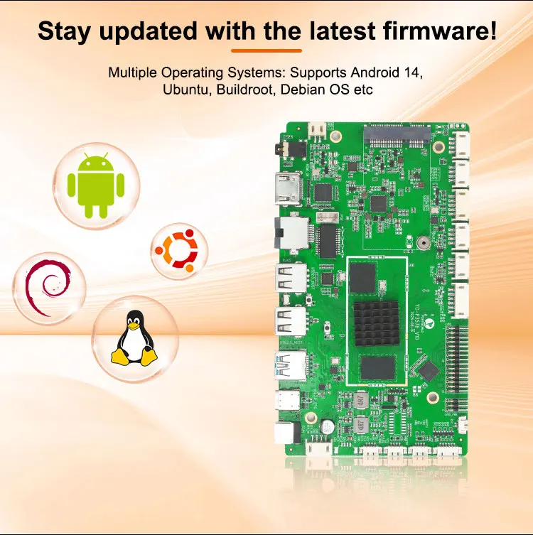 YC-P3576 Development Board RK3576 OctaCore Android EDP/LVDS Display LPDDR4 1000M Ethernet Mainboard for Digital Signage