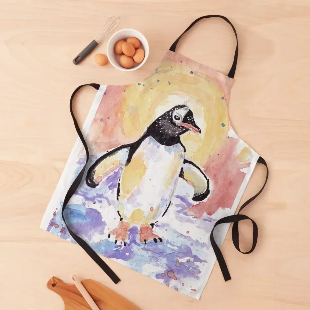 

Watercolor Penguin Apron kitchen gadgets Chef Uniform Women Waterproof Cooking Apron