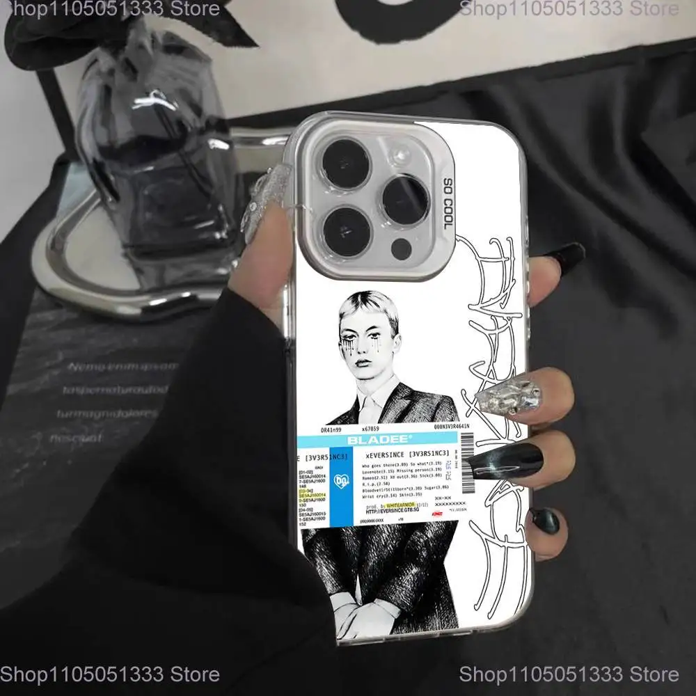 Singer Bladee 333 álbumes funda de teléfono para iPhone 17,16,15,14,13,12,11,Pro,XS,Max,Plus,Mini,SE blanco caramelo mate cubierta a prueba de golpes