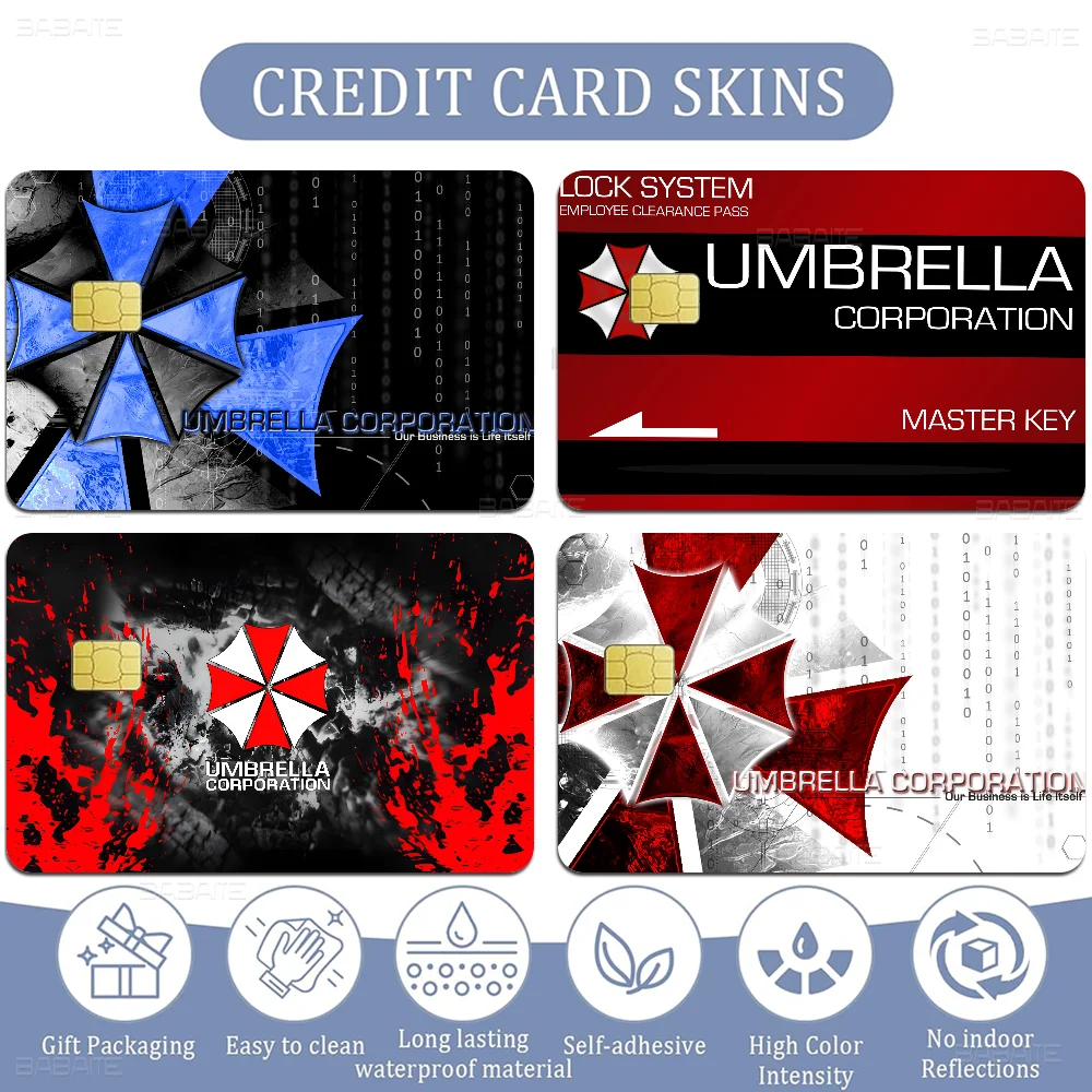 Umbrella Corporation Cartoon Credit Card Skin Stickers for Bank Card Bus Metro Card Sticker Waterproof Women Gift