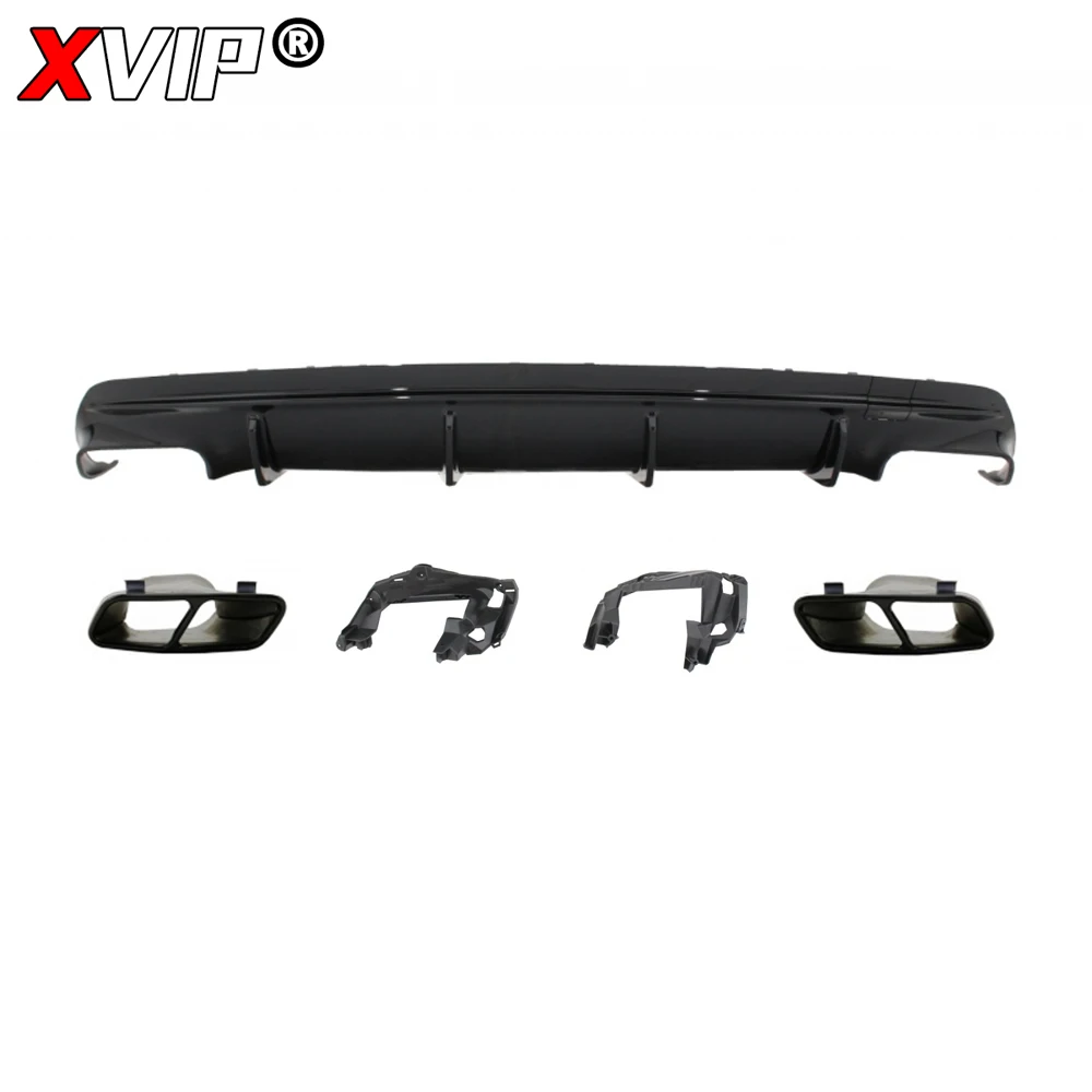 XVIP Rear Glossy Black CLA45 Style Bumper Diffuser For Mercedes Benz CLA-Class W117 CLA220 CLA250 2013-2015 Chrome Exhaust Pipes