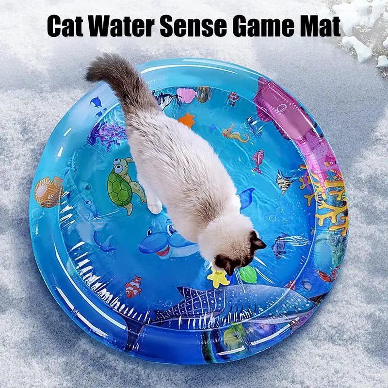 Water Sensory Play Mat Inflatable Water Mat For Cat And Dog Pet Playmat With Fish Sea Theme Sensory Toy Water