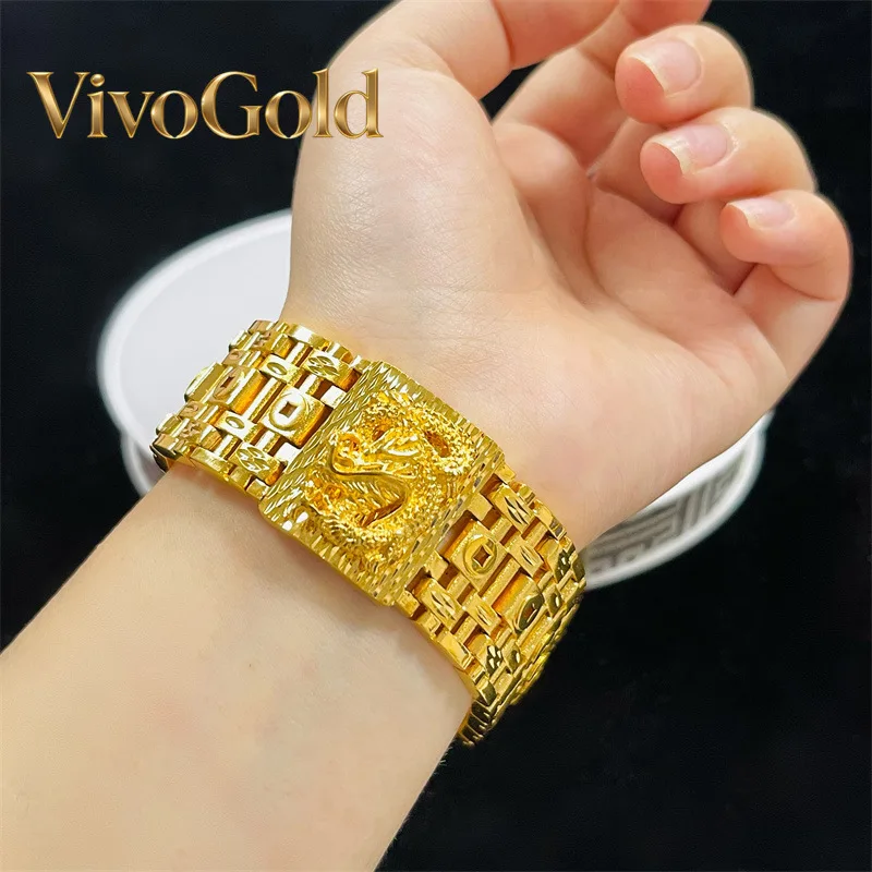 

VivoGold Exquisite craftsmanship 24K real gold embossed dragon bracelet money watch bracelet men's domineering dragon 9999 hand