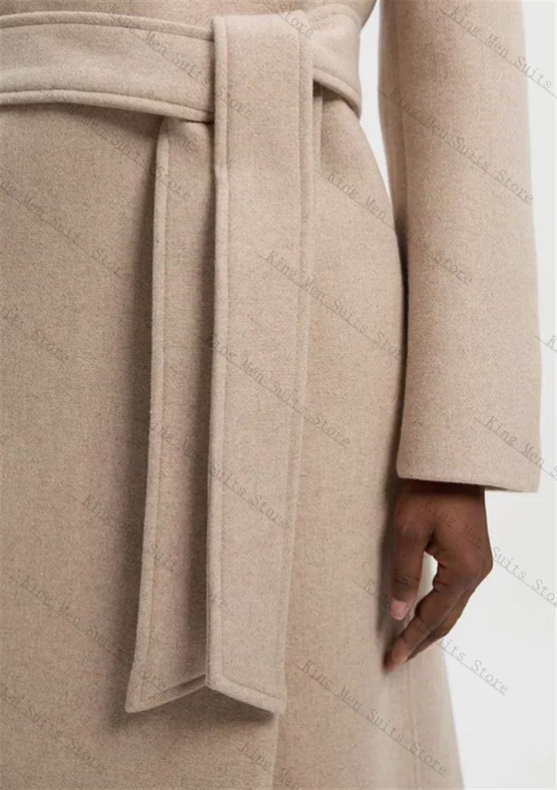 الكشمير البيج المرأة البدلة 1 قطعة سترة طويلة مربوط الصوف فستان الحفلة الراقصة مخصص الشتاء مكتب رسمي ضيف الزفاف البدلات الرسمية معطف