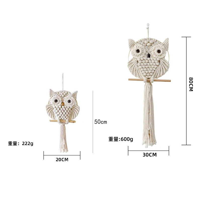 Owl Pendant Lace Wall Hanging Tapestry Art Hand Woven Bohemian Style Decoration Basket Wall Tapestry Boho Decor Home Decor view 5