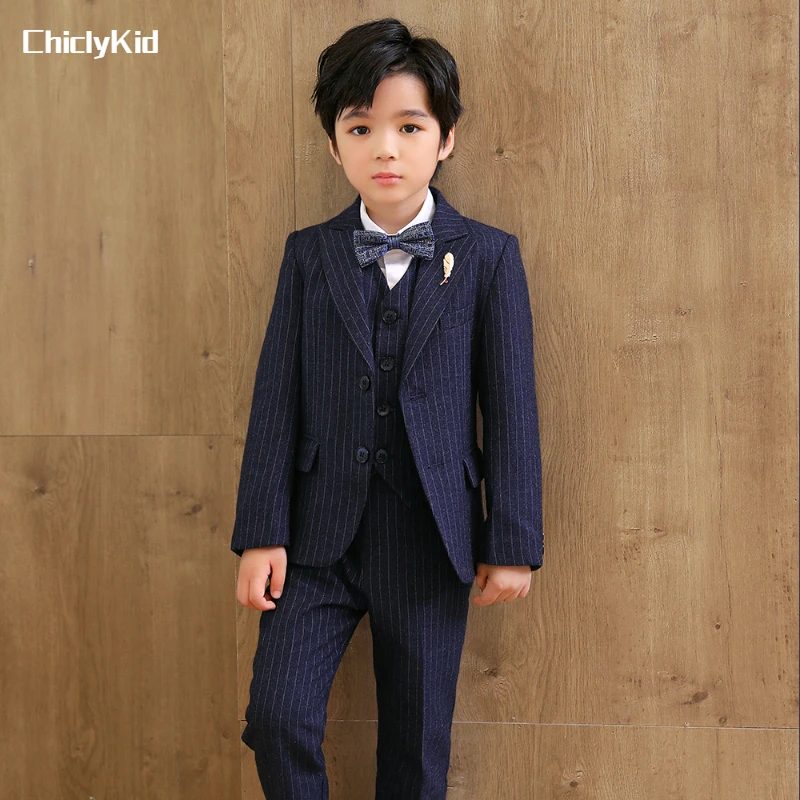 

High Quality Boys Striped Wedding Suits Formal Dress Kids Party Morning Coat Child Blazer Clothes Sets Toddler Gentleman Tuxedos