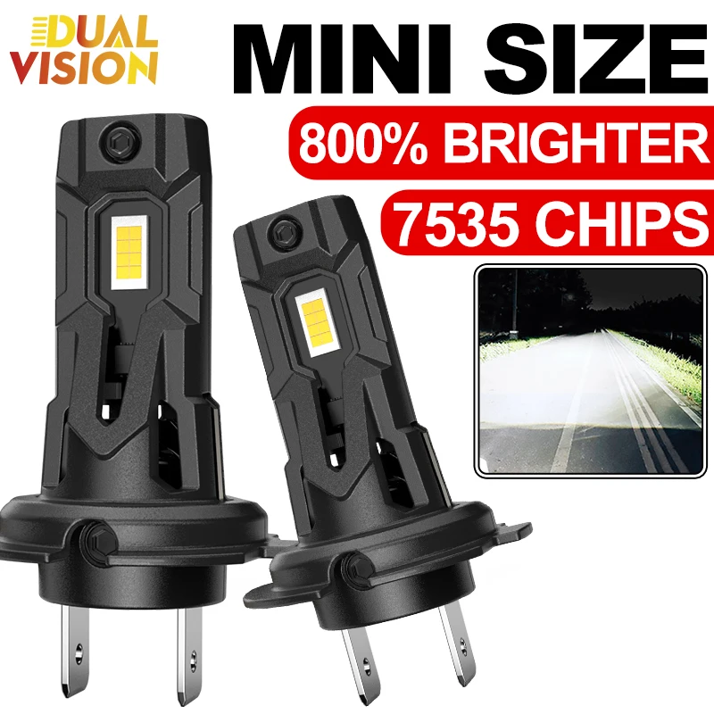 

H7 LED Headlights Canbus 1:1 Mini 7535 CSP Chips Wireless Car Headlamps Plug&Play Fog Lights Bulbs 6000K Fanless Auto Lamps 12V