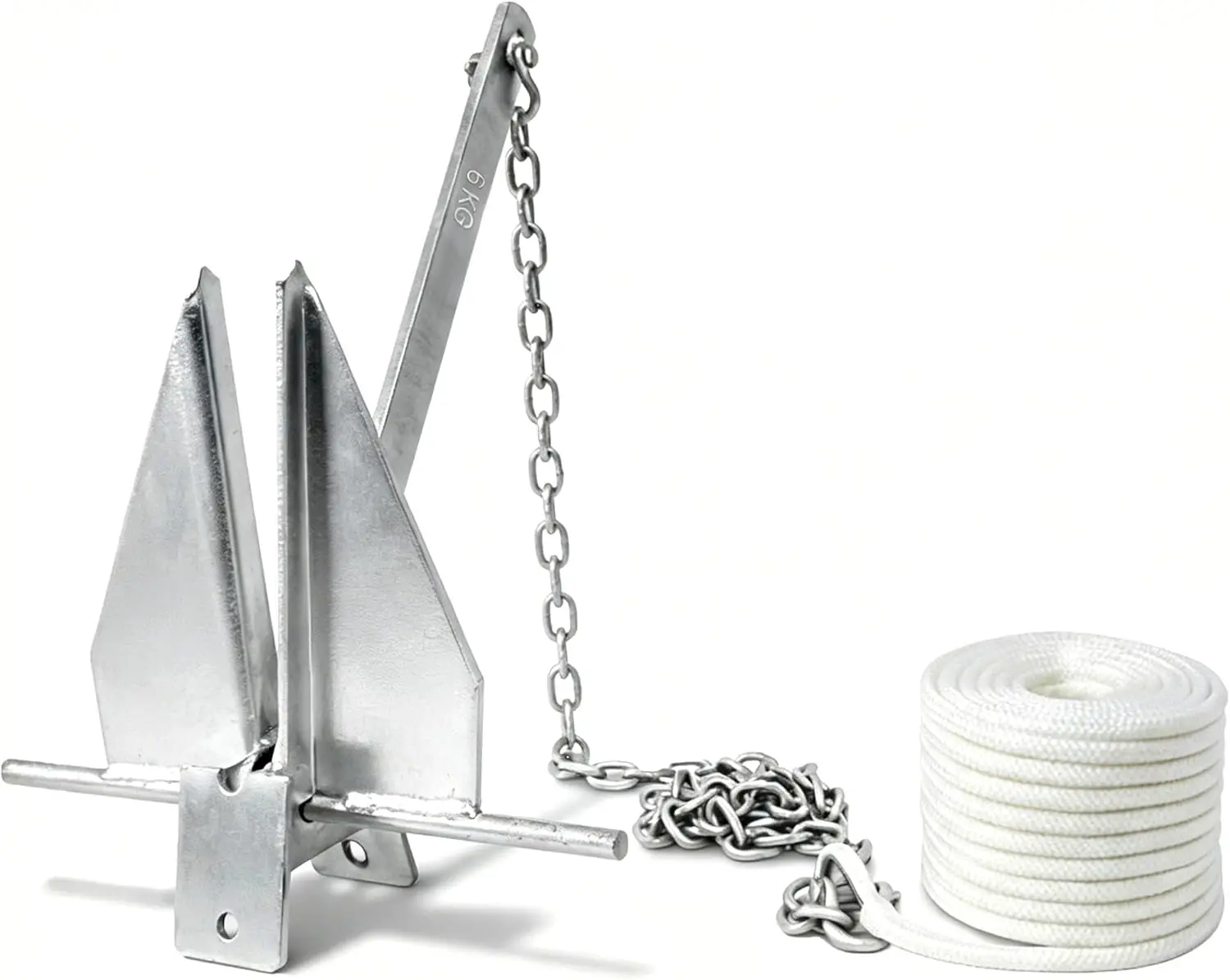

13 lb Danforth Boat Anchor Kit with 5 ft Chain, 100 ft Rope & Shackle for 20-32 ft Boats