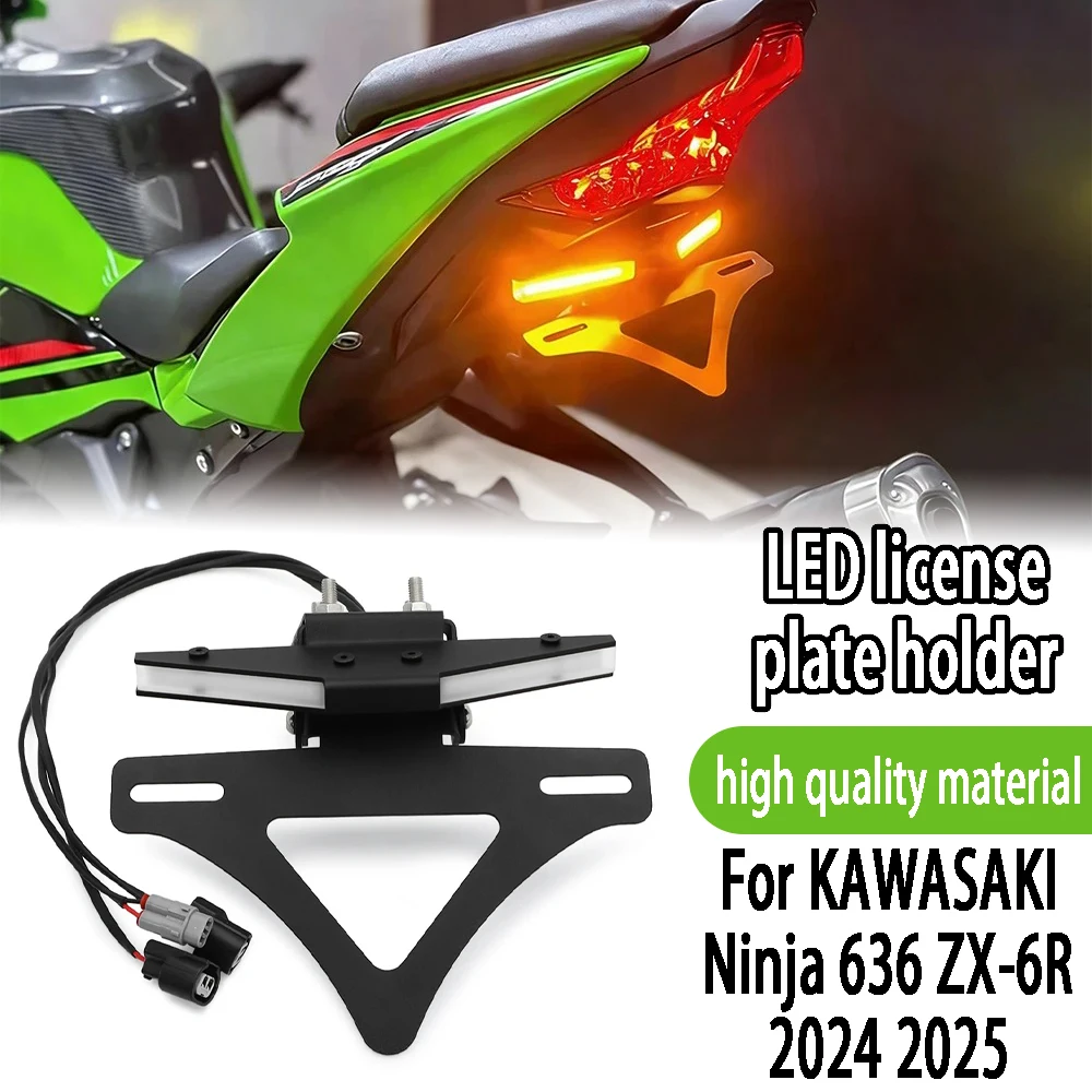 

For KAWASAKI Ninja 636 ZX-6R zx6r 2024 2025 Motorcycle Rear License Plate Holder Rear Mudguard LED Light License Plate Holder