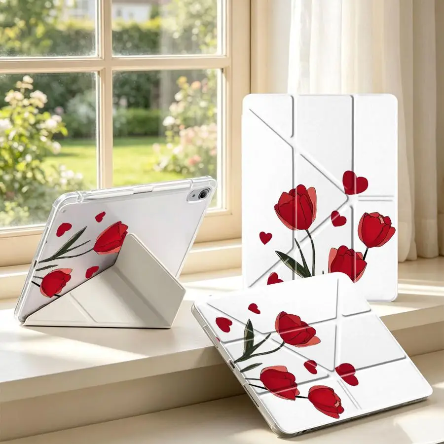 With Pen Slot Cover Tablet Case For Samsung Galaxy Tab A11 A9 Plus S8 A8 S7 FE S10 Lite S9 Plus Beautiful Flower