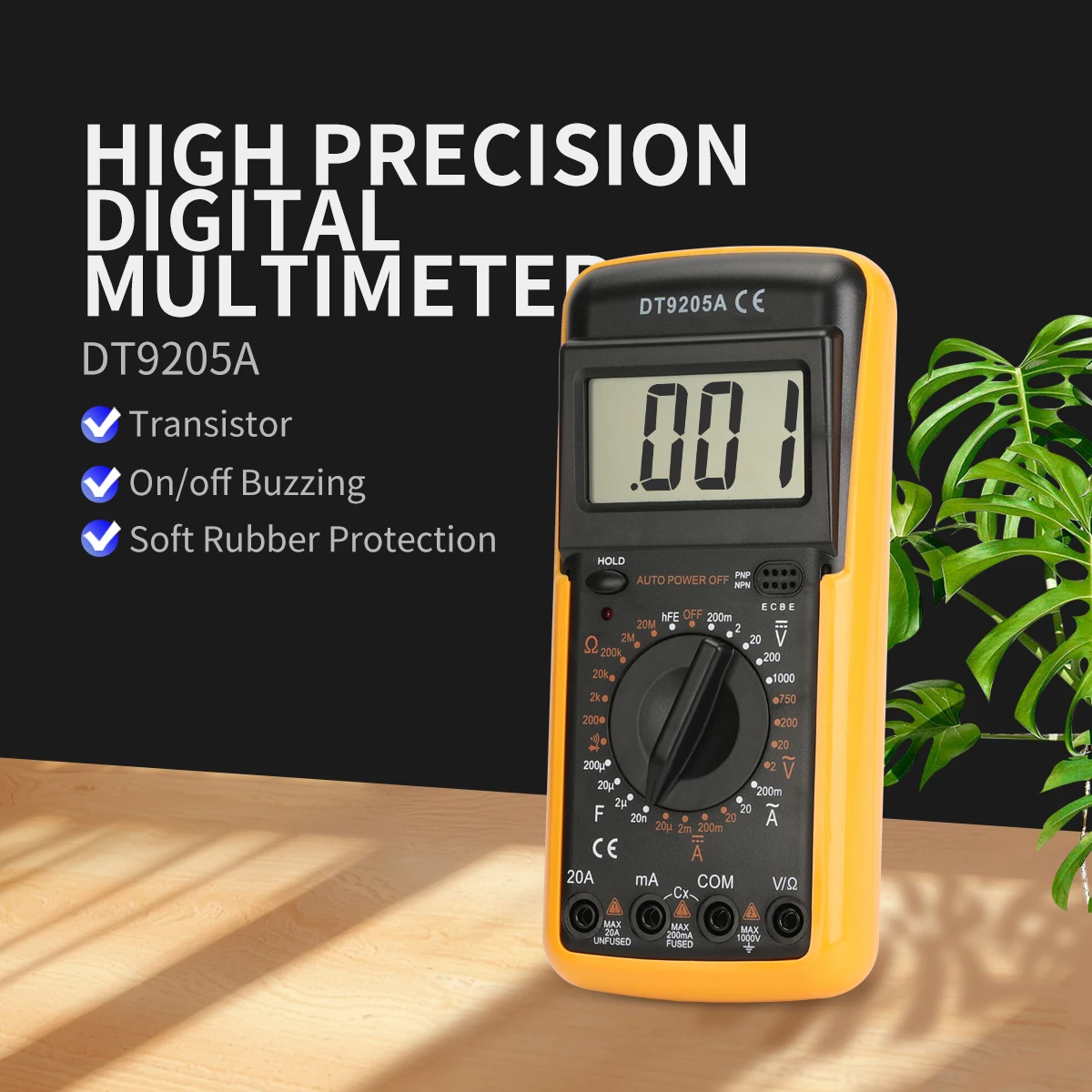 DT9205A Handheld Multifunctional Digital Multimeter Electrician Tester AC DC Voltage Current Resistance Capacitance Measurement