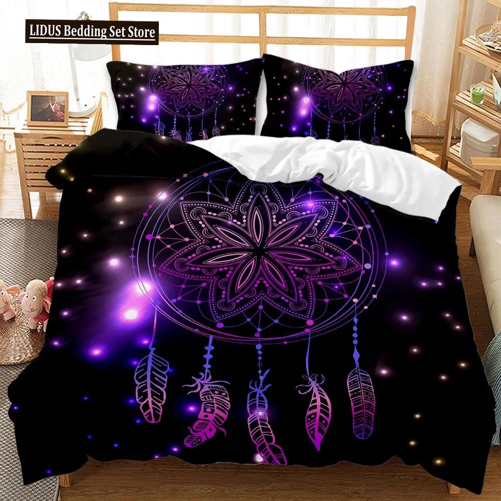 

Dream Catcher Duvet Cover Set Boho Mandala Twin Bedding Set 3pcs For Girls Adults Purple Dream Catcher Polyester Comforter Cover